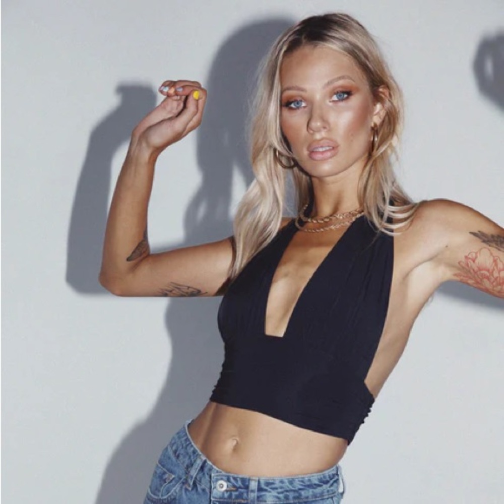 Princess Polly Black Halter Crop Top